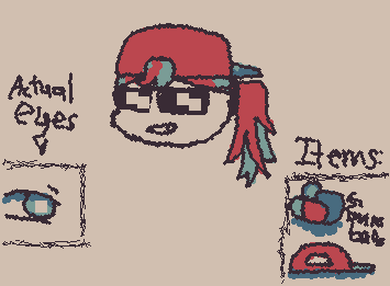 CHIBI SHEET FOR THE RETROTRONIC OC. D3c1d3d t0 f1x h3r h41r, 4750 1 f0rg0r t0 4dd h3r g745535 t0 th3 1t3m5 715t... 4h w3lp. H3r n4m3 15 Roxane Miller :>