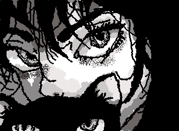 girl and black cat (I love drawing in black and white).