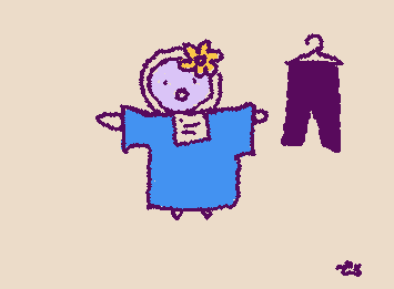 my oc wearing what im wearing. @Eli-draws challenge thing. she too tiny to wear the pants XD