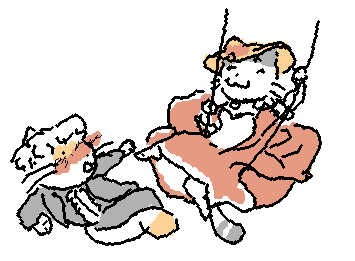 Pyrizhok the Cat in Pixel Style "Pyrizhok the Cat and The Swing."