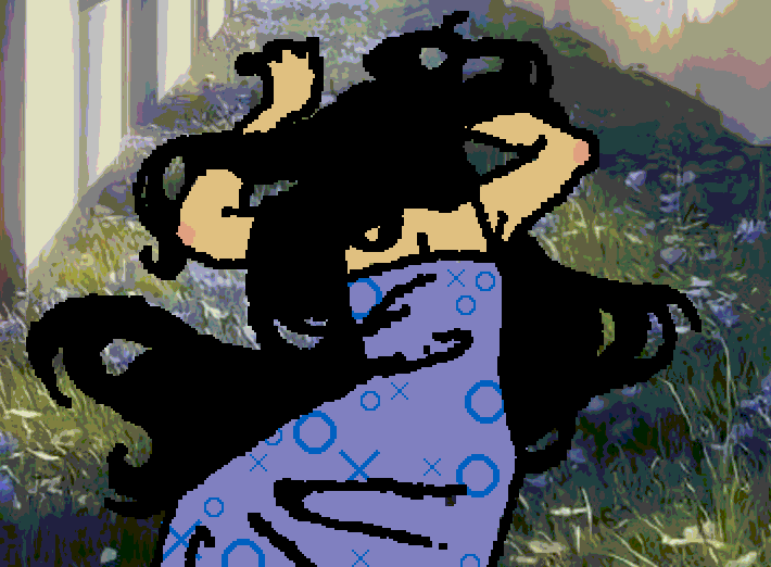 Day one of throwing an OC in a random Backrooms image (Serraphine).