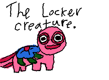 Today in PE we emptied our lockers & I remembered that I had this little guy in there! I call him the locker creature :3