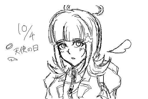 一発書きした みんな天使描くじゃん、おもろ