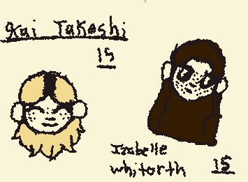 Same age, two VERY different personalities
Kai Takashi - 15 years
     (Big Hero 6 OC)
Isabelle/Izzy Whitorth - 15 years
     (Hogwats Legacy slytherin!OC)