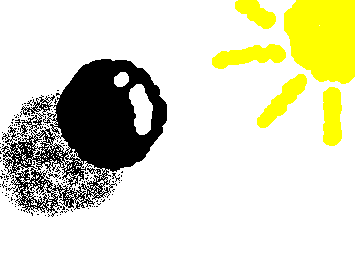 太陽とボール（影）を書きました！！自分で言うのもなんですが、結構自信作です！！ I drew the sun and a ball (shadow)!! I hate to say it myself, but I'm pretty confident in this work!!