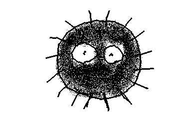 ととろのえいがにでてくる、まっくろくろすけです。
