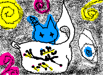 El gato que está trsite y azul ToT