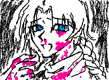 初めてやってみたけど面白いですね！
線がこう…なんかﾓﾆｮﾓﾆｮ動いてて！
銀魂の神威です！
赤はトマトケチャップだから規制対象じゃないっすよね！？