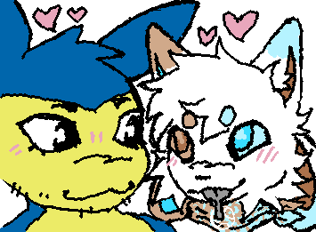 4got 2 pozt thiz 1 gulp,,,, comm, oc (right) belongz 2 cryngemp3 on th, mr typhlosion (left) iz from the web zeriez ‘starters’ :33