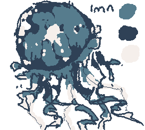 my attempt at drawing a jellyfish with my fav color (blue) :D added a pinch of beige bc i like to pair it with blue lol