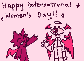 Me and my only female OC that doesn’t even look female 💔 can you tell I was too lazy to use the correct color palette . Happy women day guys