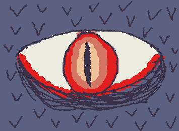 A devils eye with bloody tears and fiery eyes the lines under his eyes show fear or is it a sight even death itself can’t handle