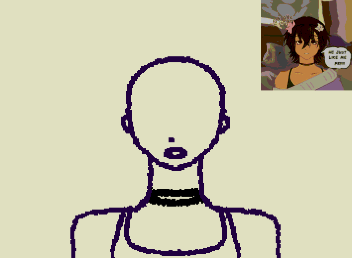 All of the progress i have on my new oc. Drafted on picrew.