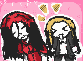 my ocs yay! the girl with the red highlights is Yamaha (might change her name), and the boy with the blond highlights is Nathan and theyre both siblings so yh