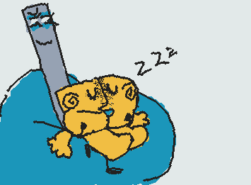 hola como estan 57 and Roddy sitting on a silly beanbag chair thing but 57 fell asleep yah