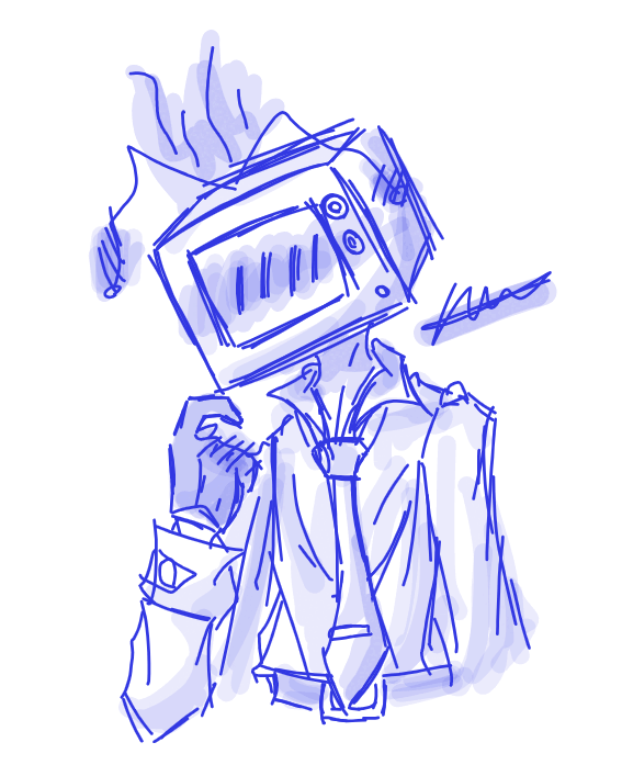 絵チャでECHOを描いてたらテレビ頭が描きたくなってしょうがなくてしょうがなくて、ついでに描きました、アナログテレビさん。てれてれやね