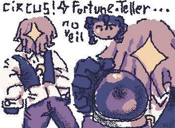 MIRAI THE FORTUNETELLER ☆ small detour from requests, my oc for @Eli-draws 's circus au!!! ^^ me nice to him ok... he'd be some sort of pre-show attraction