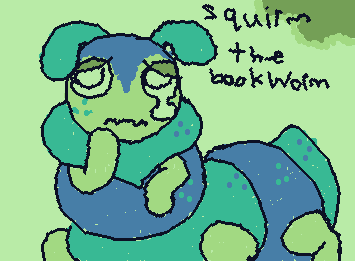 squirm MIGHT be my fav dandys world character because he reminds me of pilby... everything but the face and chunk taken out was drawn with the smallest marker