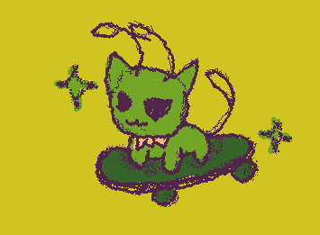 A cool cat alien on a skateboard 🗣️🔥