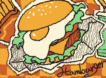 hamburger
「burger」ってリクエストもらったけどこれでいいのかな？？？れ
あと下の方色消えてるの気づかなくてごめんなさい泣