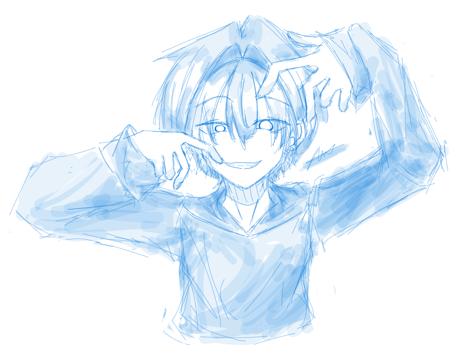 これは昨日の絵チャでメインで描いてた絵、腕が苦手な俺が頑張って腕を描きました、もう当分描きたくないとか思いながら描かないと慣れてかないから描かないといけない