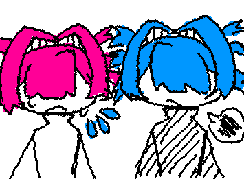 OC ‼️ 前髪長いキャラって双子なイメージがあったので … 😌😌 性格真反対だけど仲良しな双子チャンです 😘💕‼️ 因みにピンクい方が上ですよ ‼️