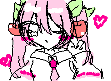 桜ミクを描きました！授業中なので雑です！！