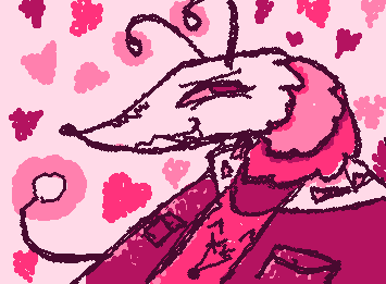he is pink because he loves you!!