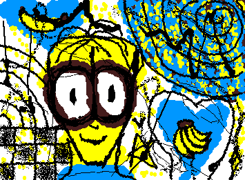 had art block then my fried just drew yellow and blue all over it so i just said yk whst heck yeah and then she siad the person is a minion