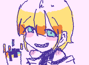 OCちゃんは手がグリッジになってるので、好きな子から貰ったリボンで裾を結んで隠してます。右目はバグってるので感情で瞳孔が変わります。無性別わよ。