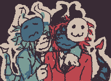 creator and eroder without their masks :PPP
also funfact they are my only ocs w masks (atleast for now) bc they have to hide their identity