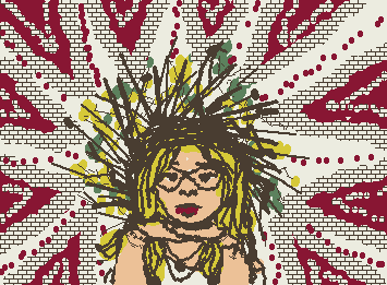 found an old photo of my friend wearing a wreath from hobby lobby on her head