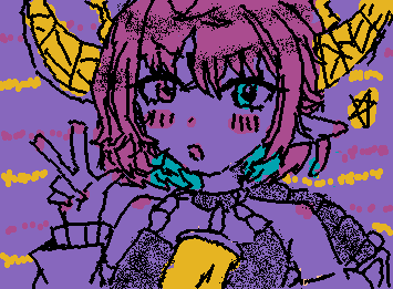 リクエストの元素楽章のネオンちゃん描きました!一回間違えてデータ消しちゃて死んでたががんばって描き直しました!!