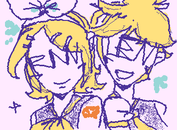 Too lazy to draw their eyes 🥹✌️- Kagamine Rin and Kagamine Len!