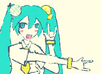 [day 2 of drawing different mikus] lemon melon cookie miku! the head looks so weird what did i do aahhhhhh