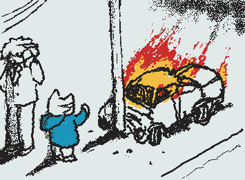 655515
または
11034504

「はい、はい。急に変な車が、はい。ケガ人はいません」