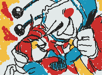 Aaaaand my deltarune OC, Patience with Tenna.... My beloved.... lol more at circleheadd.tumblr.com!