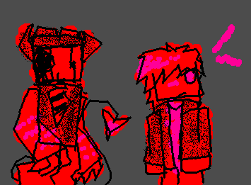 Me (portrayed as jx1dx1) and my best friend's OC ALSO THAT PREVIOUS POST GOT FIVE HEARTS GUYS—