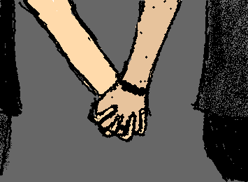 Me and friends often hold hands… platonically tho. 
We also joke that we are all married to each other with an adopted daughter :)