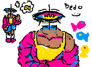 i made a little guy inspired by @Tishera or Zyyo 's ocs ^^ his name is bedo and he likes fish