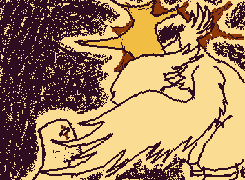 (More Angie stuff + Archangael Gabe) the face of my father, though obstructed, has curled in a smile. that is what was left for him; laughter. he laughs at me.