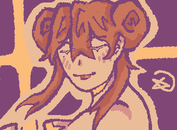 my buff, fem-presenting, polyyuri oc says happy pride :) -i'm the first in my generation to write that sentence-