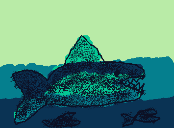 この魚はサメかな？🤷
なんか普通にかいたけど、こんなカラフルな魚いないよな🤔🤔🤔