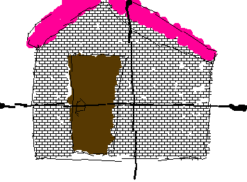 窓から見える、お家を書きました。