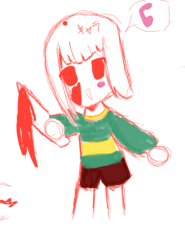 絵チャ行ってきたキャラ描いたで てか武器のケチャップやばくね