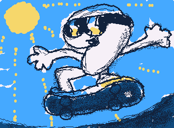 nine riding on a skateboard