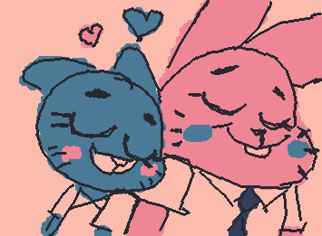 colored version of my nicole and richard watterson snuggling pic! :D