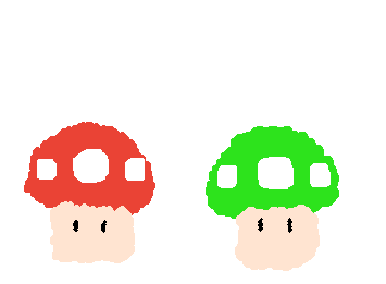 すーぱーきのこと１upきのこかいてみた