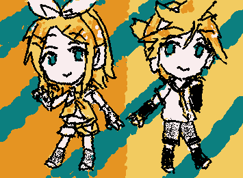 ミニキャラ練習も兼ねてリンレン描きました！！