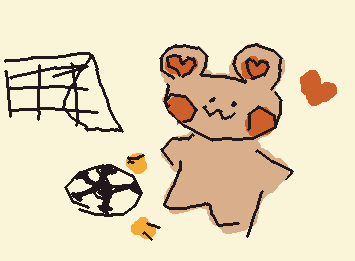 リクエストのサッカーしてるくま！　A requested bear playing soccer!